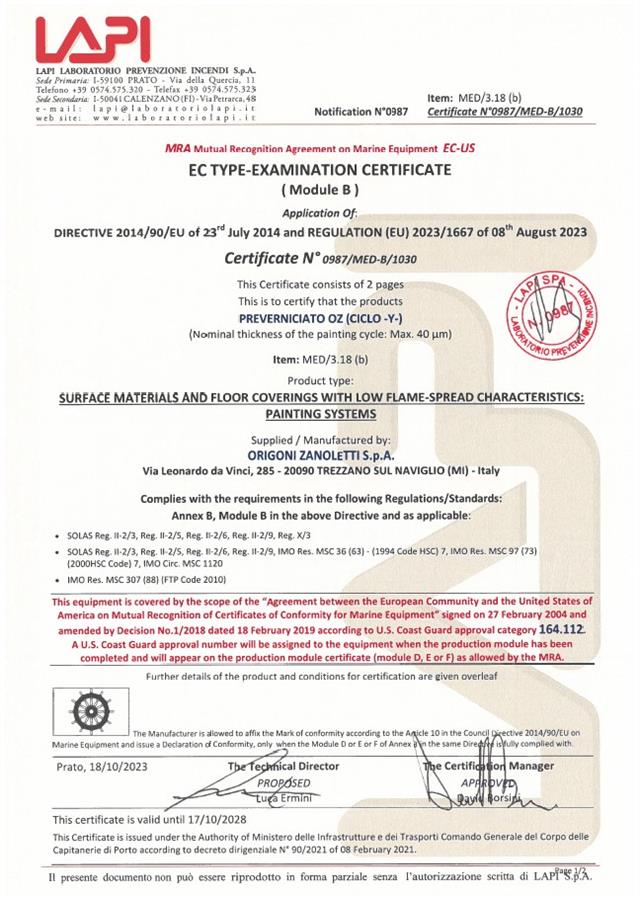 Certificato Med B Verniciato